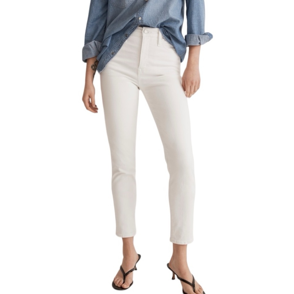 NWT Madewell Stovepipe Jeans in Pure White sz 32 High Rise Slim Leg Stretch